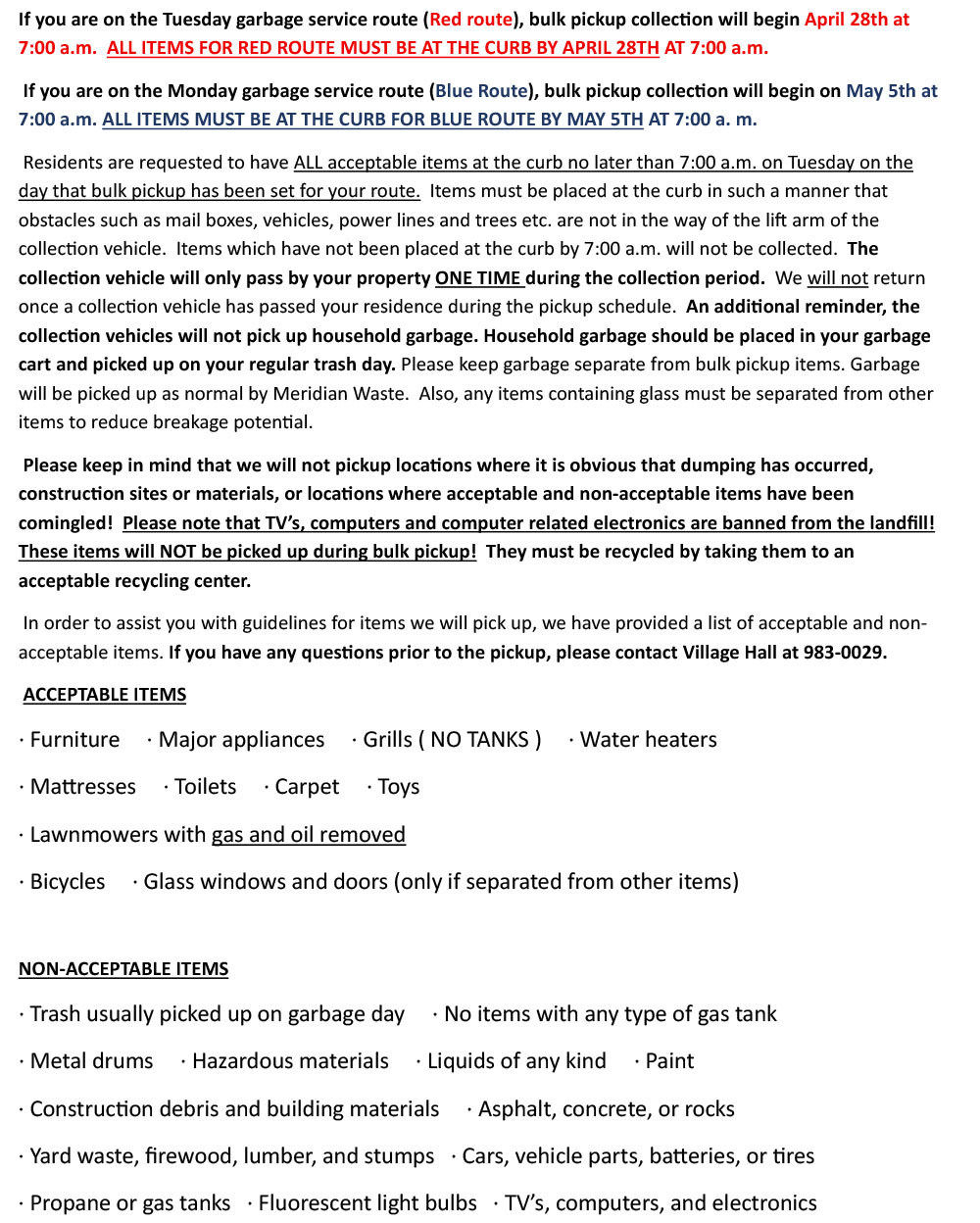 BULK PICK UP INFO 2026